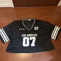 ORANGE KISSメッシュTシャツ ユニフォーム風　ブラック Lのサムネイル