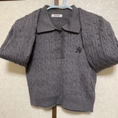 INGNI グレー ケーブルニットポロシャツのサムネイル