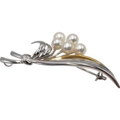 シルバー ゴールド　ホワイト　パール 花束 ブローチ　K18 レディース　お洒落