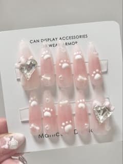 No.009 ネイルチップ 肉球 ピンク ワンホン 量産型 ちゅるん スナ系