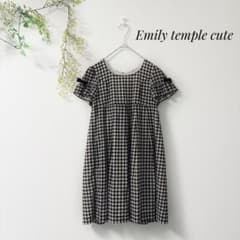 Emily Temple Cute ギンガムチェック ワンピース 袖ベロアリボン