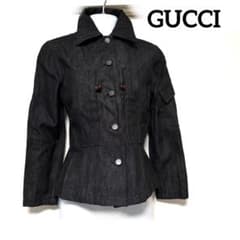 美品 GUCCI グッチ デニムジャケット シェリーライン ロゴボタン 38 