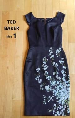 TED BAKER　花柄ひざ丈ワンピース　ドレス　1　S　タイト　ブラック TED BAKER 花柄ひざ丈ワンピース ドレス 1 S タイト ブラック - メルカリ