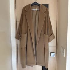 MaxMara★カシミヤ混　エレガントガウンコート　40 キャメル　ビンテージ MaxMara☆カシミヤ混 エレガントガウンコート 40 キャメル ビンテージ