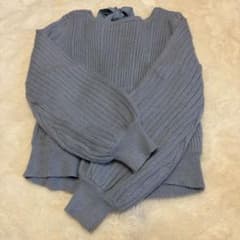 バックリボン ニット 長袖 ブルーのサムネイル