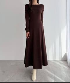 CENEA オフショル風スクエアネックロングニットワンピのサムネイル