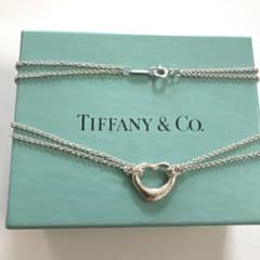 Tiffany&co. オープンハート ネックレス シルバー ダブルチェーン 箱 