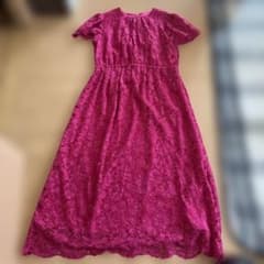 Flolia 総レース ワンピース ピンク　XL