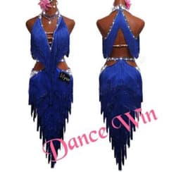 感謝セール❣️Dance Win 青 フリンジ社交ダンスドレス - メルカリ