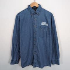 HARRITON デニムシャツ 長袖 刺繍ロゴ レトロのサムネイル