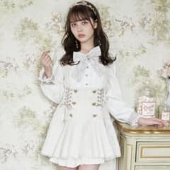 リズリサ メッセージリボンツイードセットアップ ホワイト