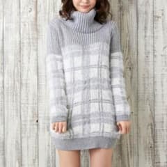 INGNI ❤︎ チェック切り替えオフタートルワンピースのサムネイル