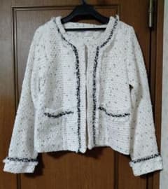 tocco closet luxe 트위드 프린지 노 컬러 재킷 M