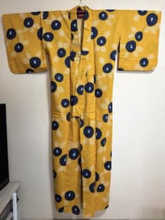 【呉服店購入】浴衣 レディース 綿100% からし色 和柄 身丈163cm 夏祭のサムネイル