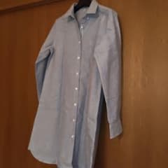 Light blue long-sleeved shirt dress