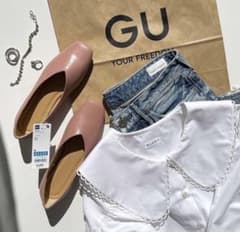 GU スクエアシフォンフラットシューズのサムネイル