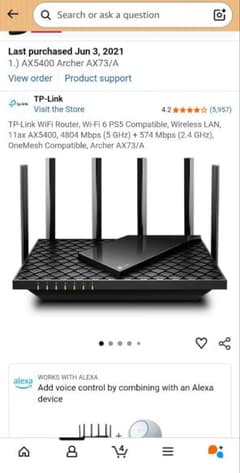 TP-Link WiFi 6 ルーター Archer AX73/Aのサムネイル
