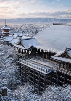 雪の清水寺 冬景色アート 癒し A4サイズ額縁無し✨073 - メルカリ