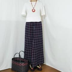 浴衣リメイク　ワイドパンツ　　阿波しじら織り正藍染め（無形文化財）ハンドメイドのサムネイル