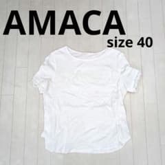 255○ AMACA レースディテール付きホワイトTシャツ 40 - メルカリ