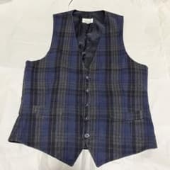 ジャンネット ベスト メンズ ジレ 花柄 総柄 シングル46 イタリア製 希少 ジャンネット イタリア製 チェック柄 ジレ ベスト ネイビー 44