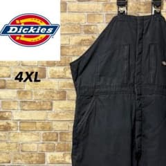 ディッキーズ ダック地 オーバーオール 中綿 ダブルニー 黒 ブラック