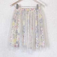 花柄チュールフレアスカート 膝丈のサムネイル
