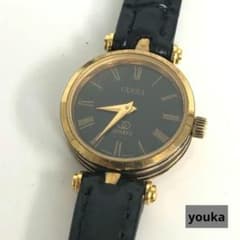 GUCCI グッチ ヴィンテージ クォーツ 腕時計 ブラック ゴールド