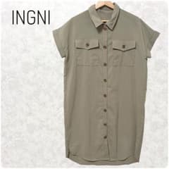 美品 イング INGNI シャツワンピース カーキ 半袖 ゆったり 春夏のサムネイル