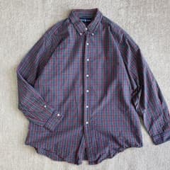 ラルフローレン 長袖 シャツ ボタンダウンシャツ チェック レッド 古着のサムネイル