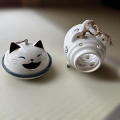 猫型 蚊取り線香ホルダー 2点セット 陶器製のサムネイル