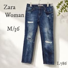 ZARA distressed skinny denim pants, size M (36), flattering fit, stretchy, for women.