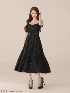 DEA. by ROBE de FLEURS ツイードロングドレス ブラックのサムネイル