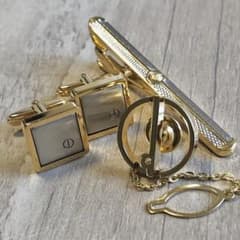 dunhill ゴールド シルバー ネクタイピン タイタックカフス セット