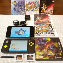 ❤美品・送料込❤2DSLL&妖怪2元祖&モンハン&メダロット❤ブラック×ライムのサムネイル