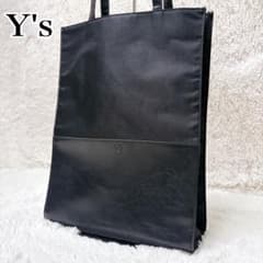 美品Y's ワイズ ヨウジヤマモト キャンバス×レザー トートバッグ 黒　A4 Y's ワイズ ヨウジヤマモト キャンバス×レザー トートバッグ ブラック