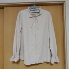 GU ストライプフリルネックブラウス XLのサムネイル