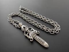 ラージダガー ペンダントトップ ペーパーチェーン 925刻印 クロムハーツ好きに ラージダガー ペンダントトップ ペーパーチェーン 925刻印 クロム
