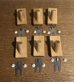 無印良品 壁に付けられる家具フック（旧型） オーク材 6個セット