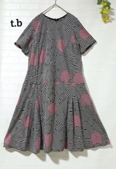 t.b センソユニコ】 ドット ボーダー 半袖ワンピース サイズ40 - メルカリ