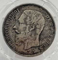 1870年 ベルギー レオポルド2世 5フラン大型銀貨 PCGS認証 1870年 ベルギー レオポルド2世 5フラン大型銀貨 PCGS認証 - メルカリ