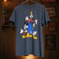 Disney ミッキー×ドナルド×グーフィ キャラクターT 古着 グレー Mのサムネイル