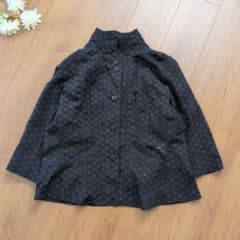 Sheer polka dot blouse jacket with three-quarter sleeves, summer vintage style, for mature women, seniors, and elderly.