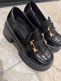ブラックローファー 厚底7cm 金具付きのサムネイル