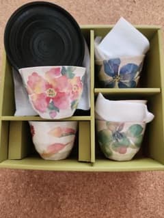 花柄 湯呑み茶托付き 5客セットのサムネイル
