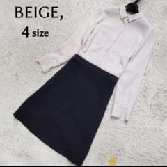 美品✨BEIGE バイカラーワンピース 長袖 比翼仕立 洗える とろみ素材 Mのサムネイル