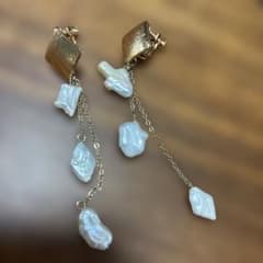バロックパール チェーン イヤリング ゴールドカラーのサムネイル