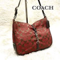 COACH コーチ ワンショルダーバッグ キャンバス レッド ボーボー
