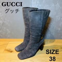 グッチ GUCCI グレー スエード ロングブーツ ジッパー ベルト ロゴ24