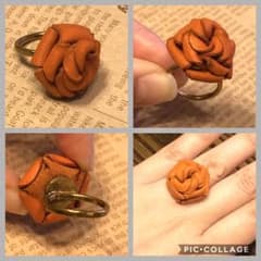 美品☆レザー✴︎真鍮✴︎指輪　10号のサムネイル